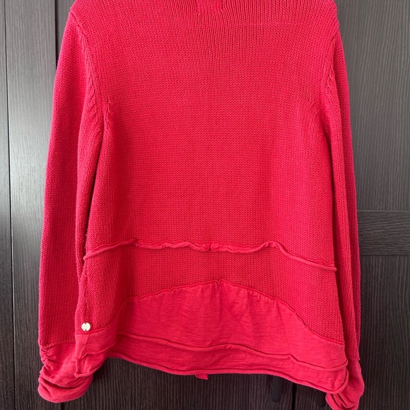 Women’s Raspberry-Red Button Front Knit Cardigan - Picture 6 of 7